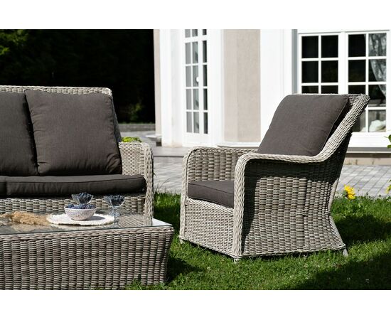 "Гляссе" лаунж-зона из искусственного ротанга, цвет бежевый, изображение 10 | Интернет магазин мебели и декора LifeDekor