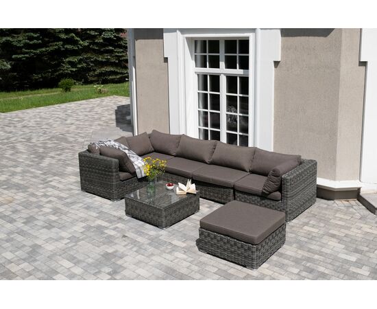 "Лунго" трансформирующаяся лаунж-зона из искусственного ротанга, цвет графит | Интернет магазин мебели и декора LifeDekor