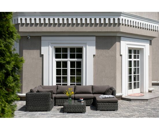 "Лунго" трансформирующаяся лаунж-зона из искусственного ротанга, цвет графит, изображение 2 | Интернет магазин мебели и декора LifeDekor