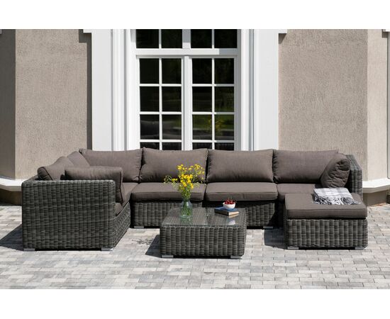 "Лунго" трансформирующаяся лаунж-зона из искусственного ротанга, цвет графит, изображение 3 | Интернет магазин мебели и декора LifeDekor