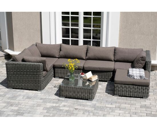 "Лунго" трансформирующаяся лаунж-зона из искусственного ротанга, цвет графит, изображение 5 | Интернет магазин мебели и декора LifeDekor