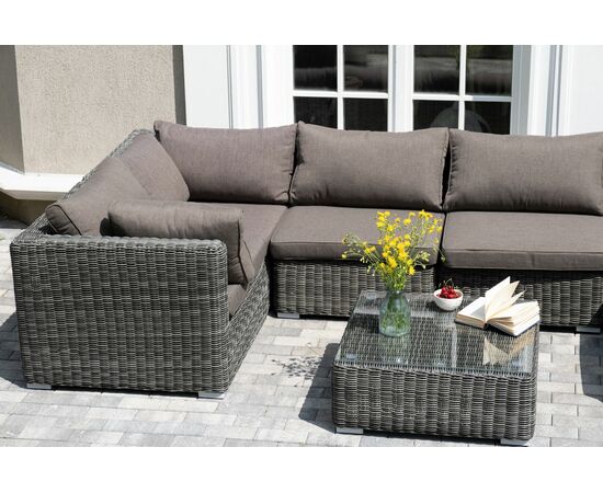 "Лунго" трансформирующаяся лаунж-зона из искусственного ротанга, цвет графит, изображение 7 | Интернет магазин мебели и декора LifeDekor