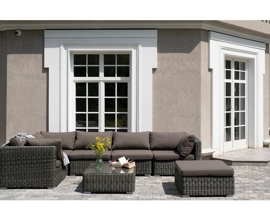 "Лунго" трансформирующаяся лаунж-зона из искусственного ротанга, цвет графит, изображение 12 | Интернет магазин мебели и декора LifeDekor