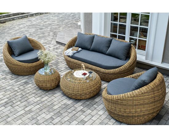 "Барселона" лаунж-зона из искусственного ротанга, цвет соломенный | Интернет магазин мебели и декора LifeDekor