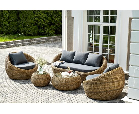 "Барселона" лаунж-зона из искусственного ротанга, цвет соломенный, изображение 4 | Интернет магазин мебели и декора LifeDekor