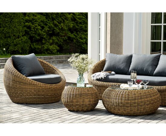 "Барселона" лаунж-зона из искусственного ротанга, цвет соломенный, изображение 6 | Интернет магазин мебели и декора LifeDekor