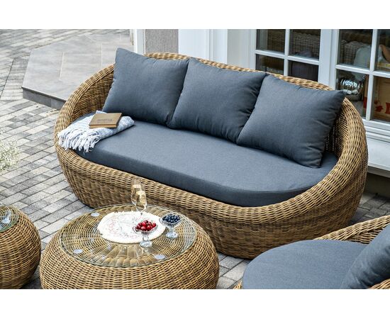 "Барселона" лаунж-зона из искусственного ротанга, цвет соломенный, изображение 7 | Интернет магазин мебели и декора LifeDekor