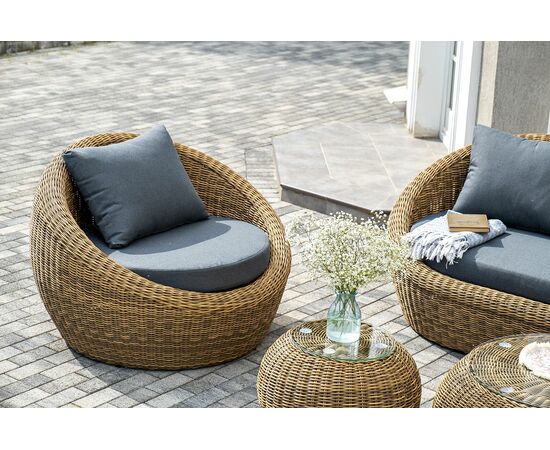 "Барселона" лаунж-зона из искусственного ротанга, цвет соломенный, изображение 11 | Интернет магазин мебели и декора LifeDekor