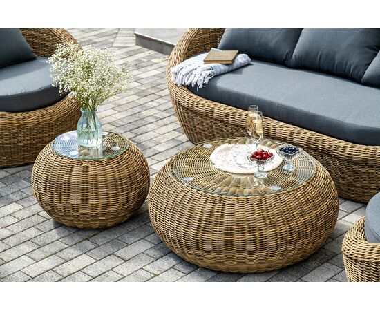 "Барселона" лаунж-зона из искусственного ротанга, цвет соломенный, изображение 12 | Интернет магазин мебели и декора LifeDekor