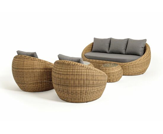 "Барселона" лаунж-зона из искусственного ротанга, цвет соломенный, изображение 23 | Интернет магазин мебели и декора LifeDekor