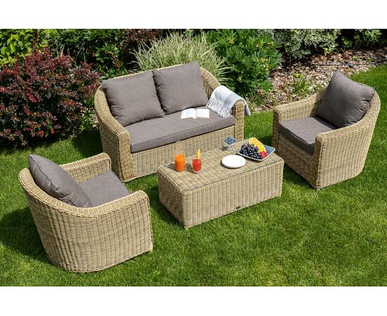 "Кон Панна" столик журнальный из искусственного ротанга, цвет соломенный, изображение 8 | Интернет магазин мебели и декора LifeDekor