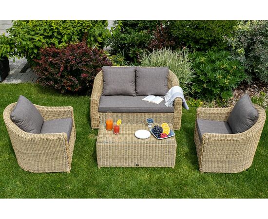 "Кон Панна" столик журнальный из искусственного ротанга, цвет соломенный, изображение 10 | Интернет магазин мебели и декора LifeDekor