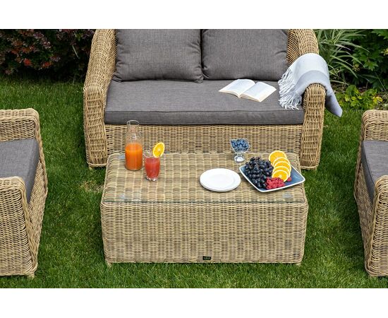 "Кон Панна" столик журнальный из искусственного ротанга, цвет соломенный, изображение 11 | Интернет магазин мебели и декора LifeDekor