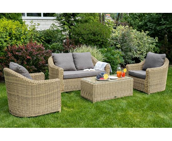 "Кон Панна" столик журнальный из искусственного ротанга, цвет соломенный, изображение 14 | Интернет магазин мебели и декора LifeDekor