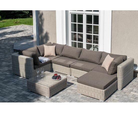 "Лунго" трансформирующаяся лаунж-зона из искусственного ротанга, цвет бежевый | Интернет магазин мебели и декора LifeDekor