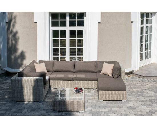 "Лунго" трансформирующаяся лаунж-зона из искусственного ротанга, цвет бежевый, изображение 5 | Интернет магазин мебели и декора LifeDekor