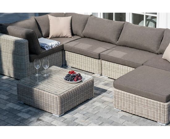 "Лунго" трансформирующаяся лаунж-зона из искусственного ротанга, цвет бежевый, изображение 6 | Интернет магазин мебели и декора LifeDekor