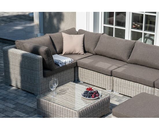 "Лунго" трансформирующаяся лаунж-зона из искусственного ротанга, цвет бежевый, изображение 9 | Интернет магазин мебели и декора LifeDekor