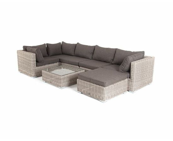 "Лунго" трансформирующаяся лаунж-зона из искусственного ротанга, цвет бежевый, изображение 19 | Интернет магазин мебели и декора LifeDekor