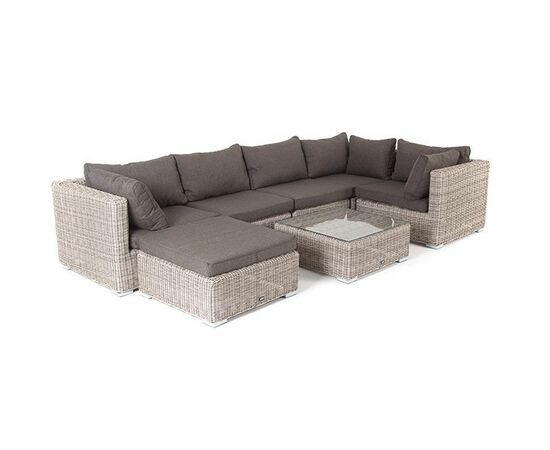 "Лунго" трансформирующаяся лаунж-зона из искусственного ротанга, цвет бежевый, изображение 21 | Интернет магазин мебели и декора LifeDekor