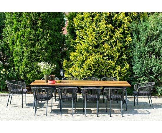 "Куба" обеденная группа на 10 персон, стол HPL "дуб", круглый роуп, изображение 2 | Интернет магазин мебели и декора LifeDekor