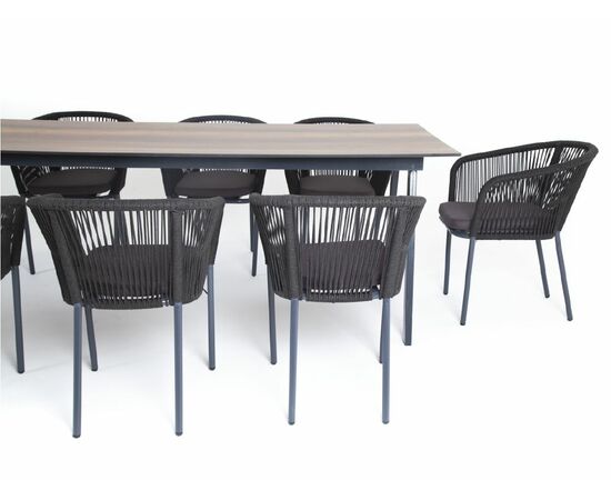 "Куба" обеденная группа на 10 персон, стол HPL "дуб", круглый роуп, изображение 12 | Интернет магазин мебели и декора LifeDekor