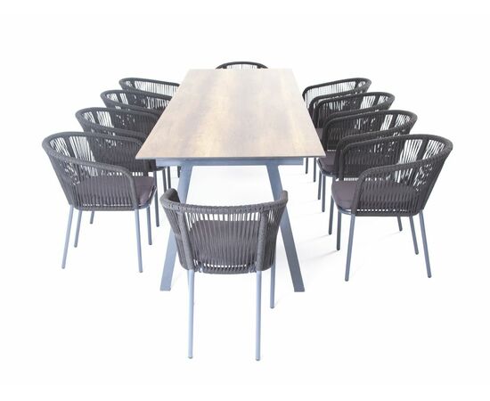 "Куба" обеденная группа на 10 персон, стол HPL "дуб", круглый роуп, изображение 13 | Интернет магазин мебели и декора LifeDekor