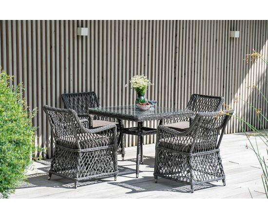 "Айриш" обеденная группа плетеная на 4 персоны, цвет графит | Интернет магазин мебели и декора LifeDekor