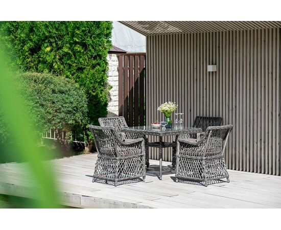 "Айриш" обеденная группа плетеная на 4 персоны, цвет графит, изображение 3 | Интернет магазин мебели и декора LifeDekor