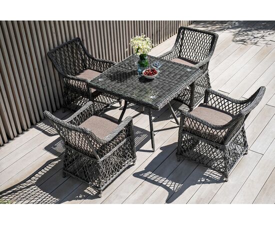"Айриш" обеденная группа плетеная на 4 персоны, цвет графит, изображение 4 | Интернет магазин мебели и декора LifeDekor