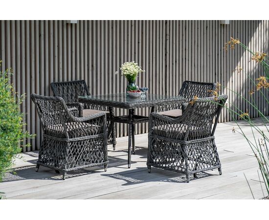 "Айриш" обеденная группа плетеная на 4 персоны, цвет графит, изображение 5 | Интернет магазин мебели и декора LifeDekor