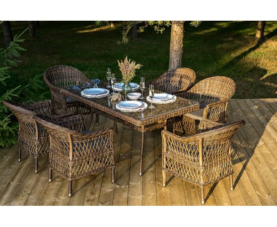 "Амароне" обеденная группа из искусственного ротанга на 6 персоны, цвет коричневый, изображение 4 | Интернет магазин мебели и декора LifeDekor