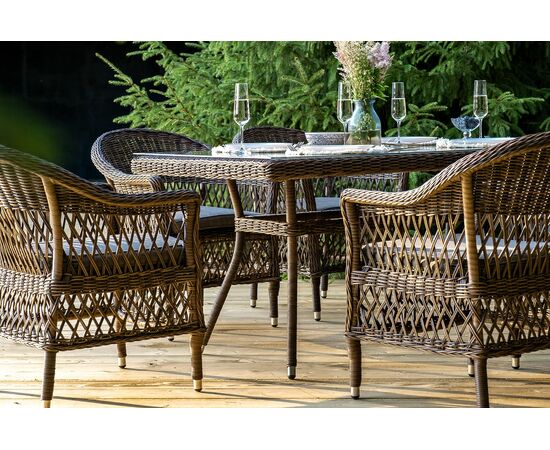 "Амароне" обеденная группа из искусственного ротанга на 6 персоны, цвет коричневый, изображение 8 | Интернет магазин мебели и декора LifeDekor