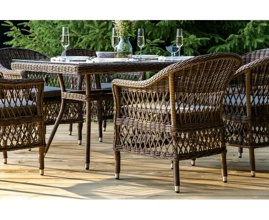 "Амароне" обеденная группа из искусственного ротанга на 6 персоны, цвет коричневый, изображение 9 | Интернет магазин мебели и декора LifeDekor