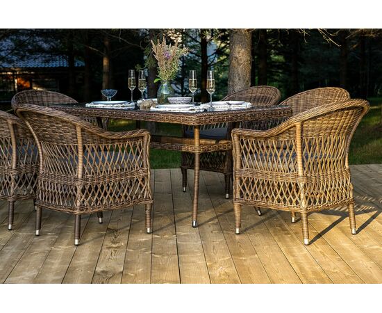 "Амароне" обеденная группа из искусственного ротанга на 6 персоны, цвет коричневый, изображение 10 | Интернет магазин мебели и декора LifeDekor