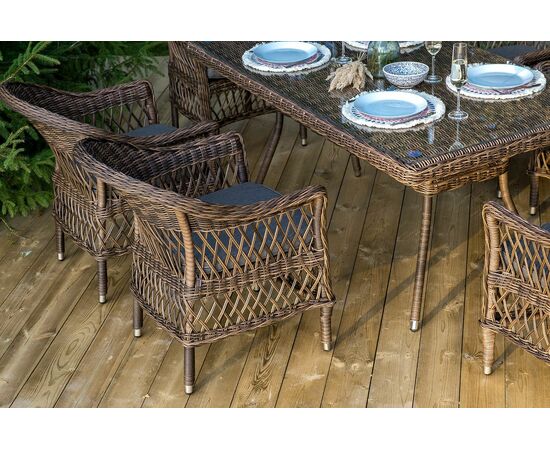 "Амароне" обеденная группа из искусственного ротанга на 6 персоны, цвет коричневый, изображение 11 | Интернет магазин мебели и декора LifeDekor