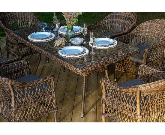 "Амароне" обеденная группа из искусственного ротанга на 6 персоны, цвет коричневый, изображение 12 | Интернет магазин мебели и декора LifeDekor