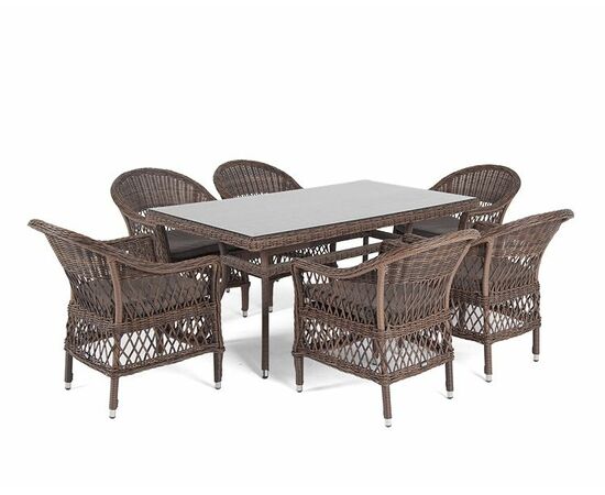"Амароне" обеденная группа из искусственного ротанга на 6 персоны, цвет коричневый, изображение 18 | Интернет магазин мебели и декора LifeDekor