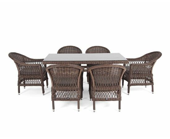 "Амароне" обеденная группа из искусственного ротанга на 6 персоны, цвет коричневый, изображение 19 | Интернет магазин мебели и декора LifeDekor
