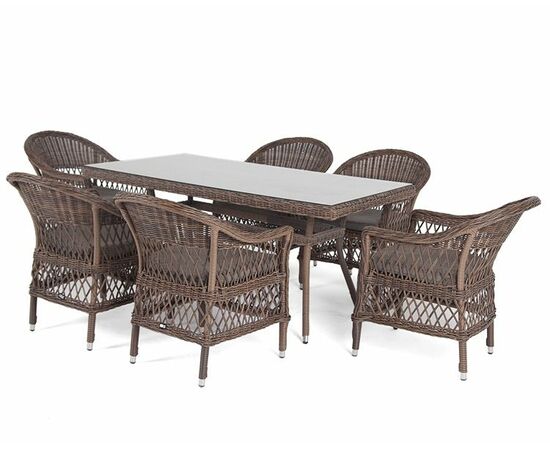 "Амароне" обеденная группа из искусственного ротанга на 6 персоны, цвет коричневый, изображение 20 | Интернет магазин мебели и декора LifeDekor