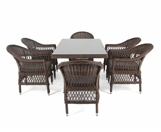 "Амароне" обеденная группа из искусственного ротанга на 6 персоны, цвет коричневый, изображение 21 | Интернет магазин мебели и декора LifeDekor