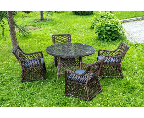 "Доппио" обеденная группа плетеная, цвет коричневый | Интернет магазин мебели и декора LifeDekor