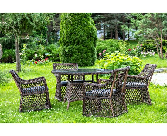 "Доппио" обеденная группа плетеная, цвет коричневый, изображение 2 | Интернет магазин мебели и декора LifeDekor