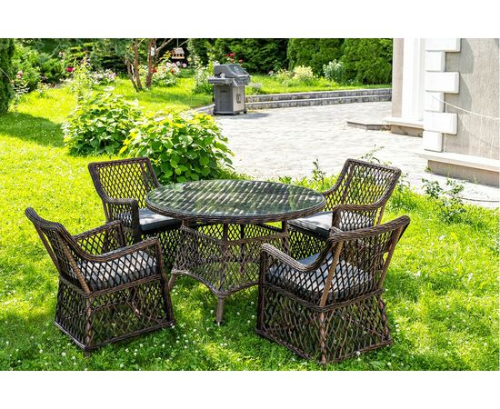 "Доппио" обеденная группа плетеная, цвет коричневый, изображение 3 | Интернет магазин мебели и декора LifeDekor