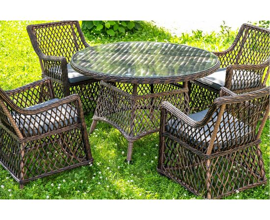 "Доппио" обеденная группа плетеная, цвет коричневый, изображение 4 | Интернет магазин мебели и декора LifeDekor