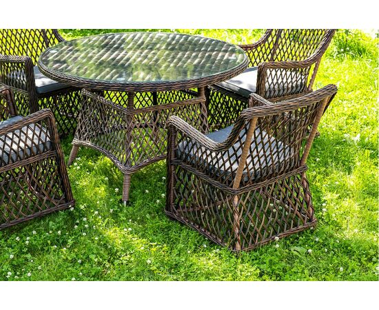 "Доппио" обеденная группа плетеная, цвет коричневый, изображение 5 | Интернет магазин мебели и декора LifeDekor