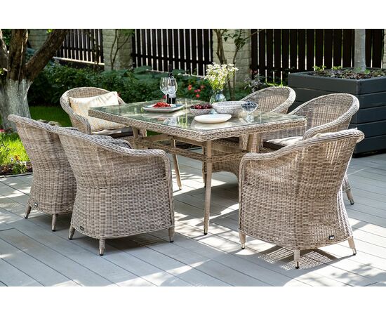 "Равенна" плетеное кресло из искусственного ротанга, цвет бежевый, изображение 10 | Интернет магазин мебели и декора LifeDekor