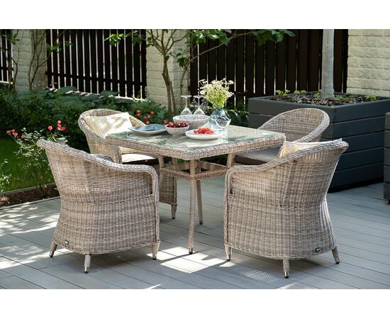 "Равенна" плетеное кресло из искусственного ротанга, цвет бежевый, изображение 11 | Интернет магазин мебели и декора LifeDekor