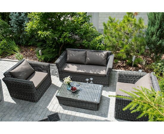 "Капучино Сингл" лаунж-зона из искусственного ротанга, цвет графит | Интернет магазин мебели и декора LifeDekor