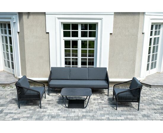 "Канны" лаунж-зона 5-местная плетеная из роупа (веревки), цвет темно-серый | Интернет магазин мебели и декора LifeDekor